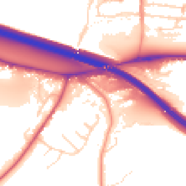 Daytime road noise heatmap for HP3 0BA
