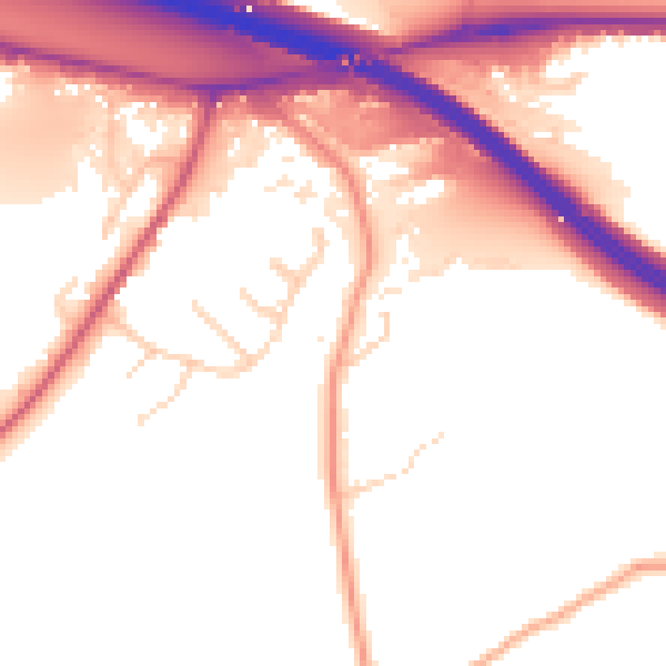 Daytime road noise heatmap for HP3 0BB
