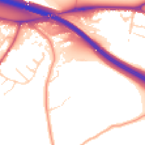 Daytime road noise heatmap for HP3 0BQ