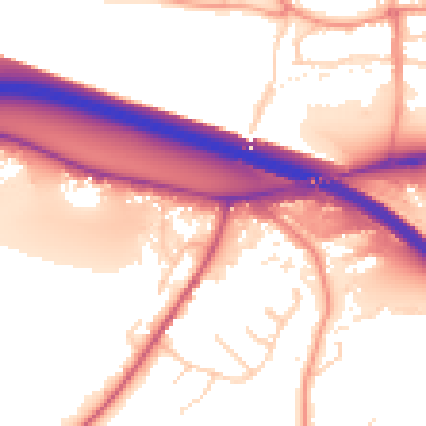 Daytime road noise heatmap for HP3 0DE