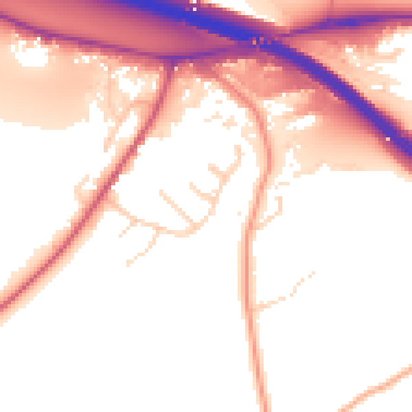 Daytime road noise heatmap for HP3 0DY
