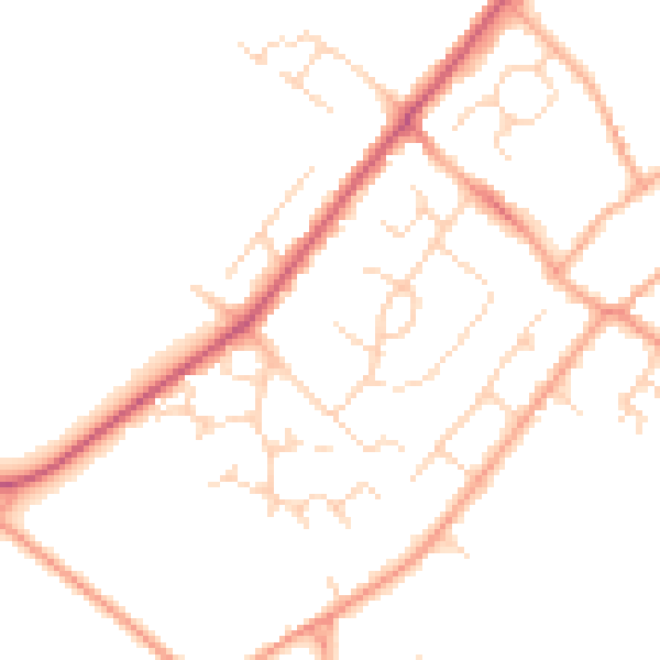 Daytime road noise heatmap for HP3 0EW
