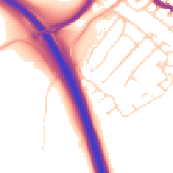 Daytime road noise heatmap for HP3 0FZ