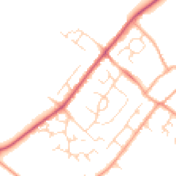 Daytime road noise heatmap for HP3 0GQ