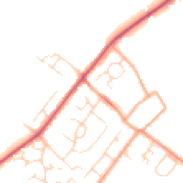 Daytime road noise heatmap for HP3 0HG