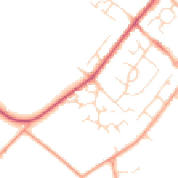 Daytime road noise heatmap for HP3 0QG