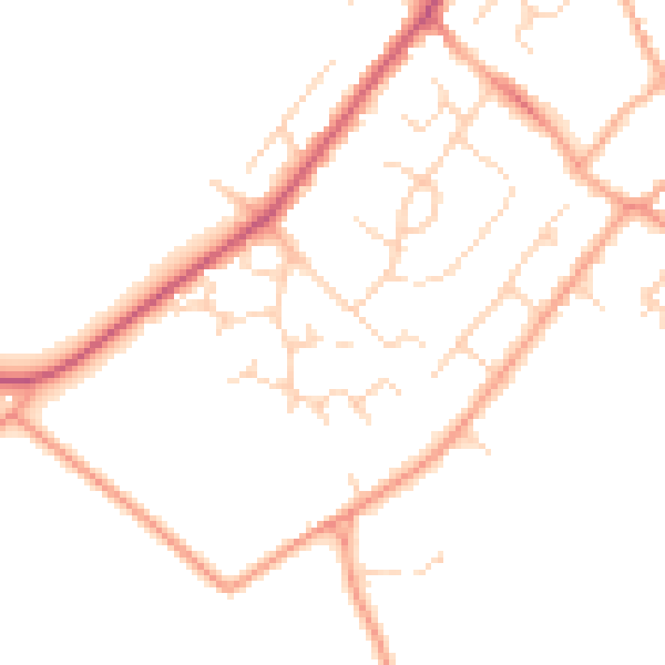 Daytime road noise heatmap for HP3 0QL