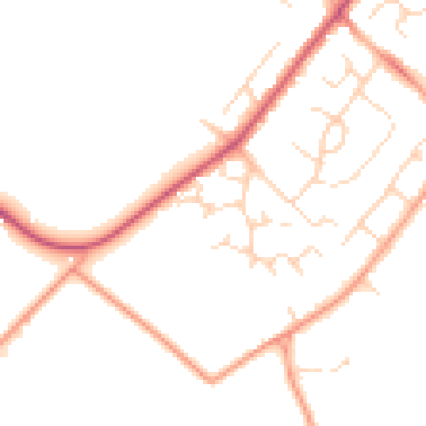 Daytime road noise heatmap for HP3 0QQ