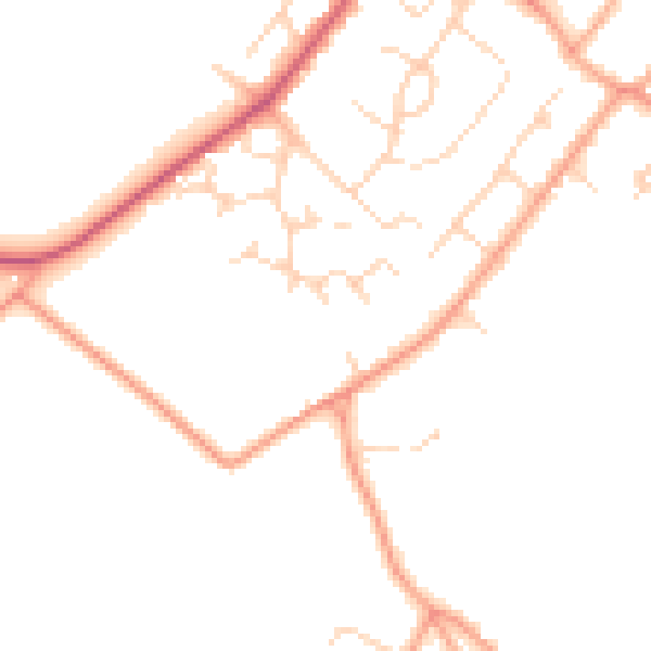 Daytime road noise heatmap for HP3 0QU