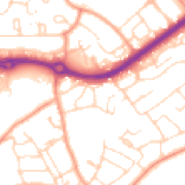 Daytime road noise heatmap for HP3 8DJ