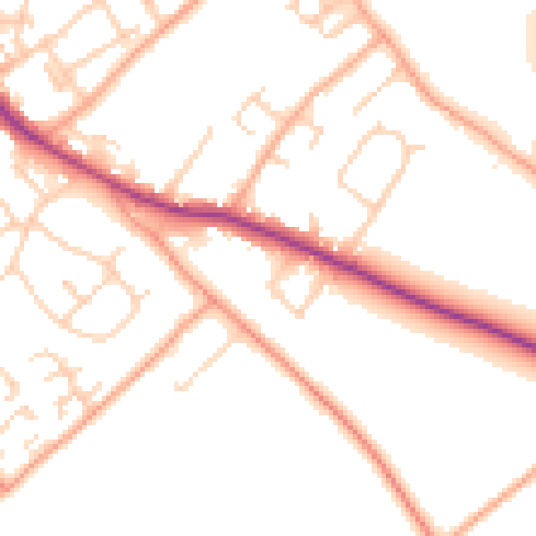 Daytime road noise heatmap for HP3 8LX