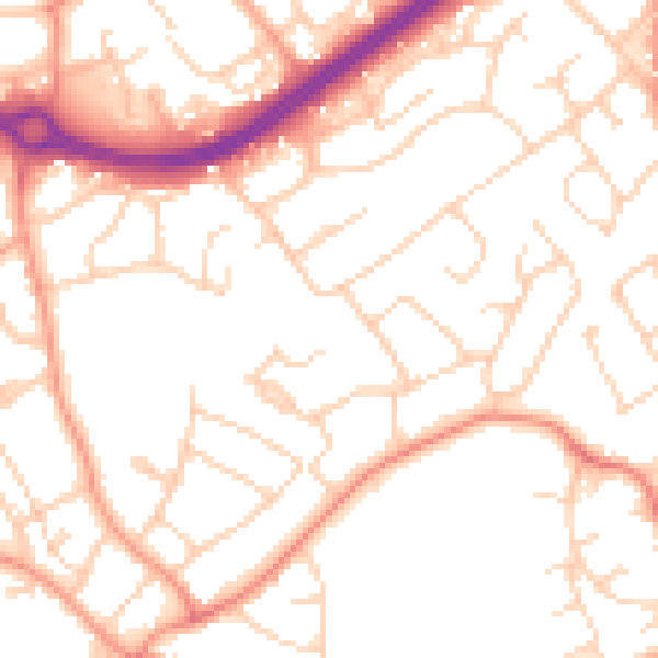 Daytime road noise heatmap for HP3 8NA