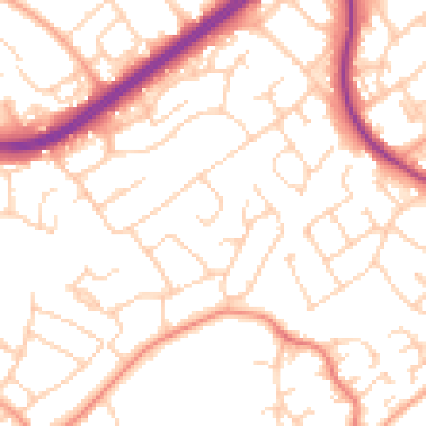 Daytime road noise heatmap for HP3 8NN