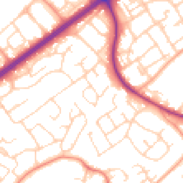 Daytime road noise heatmap for HP3 8NP