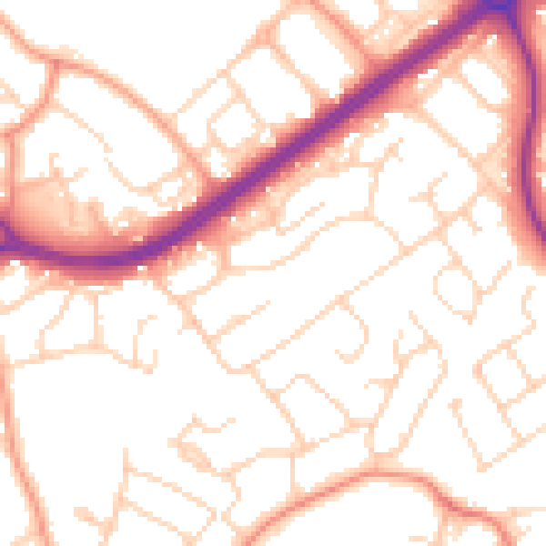Daytime road noise heatmap for HP3 8NY