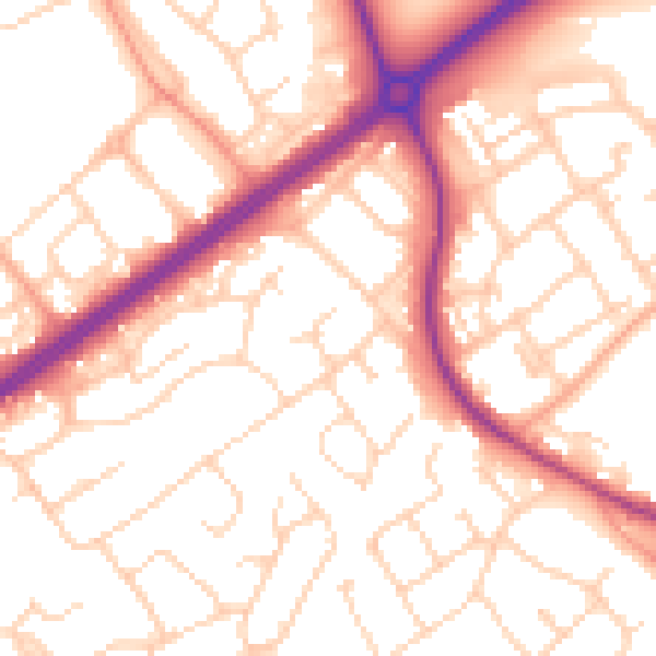 Daytime road noise heatmap for HP3 8NZ