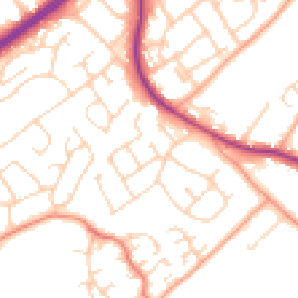 Daytime road noise heatmap for HP3 8RH