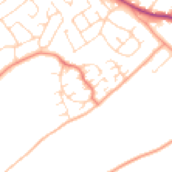 Daytime road noise heatmap for HP3 8TQ