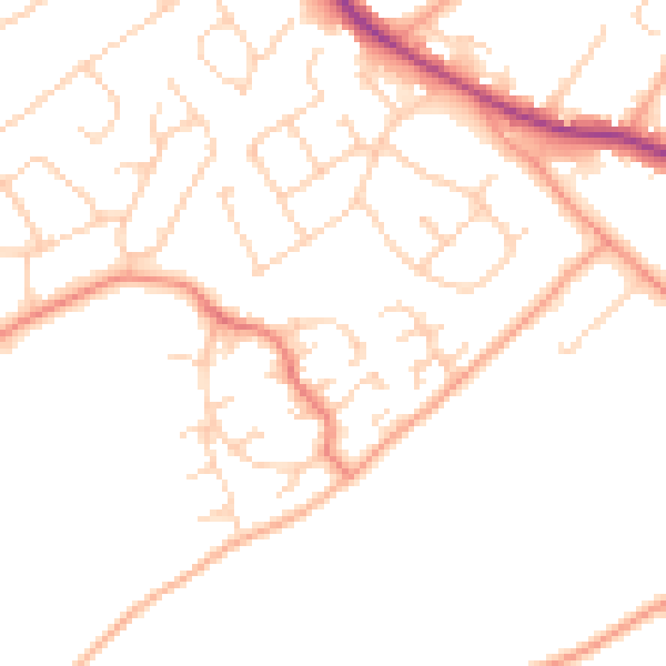 Daytime road noise heatmap for HP3 8TZ
