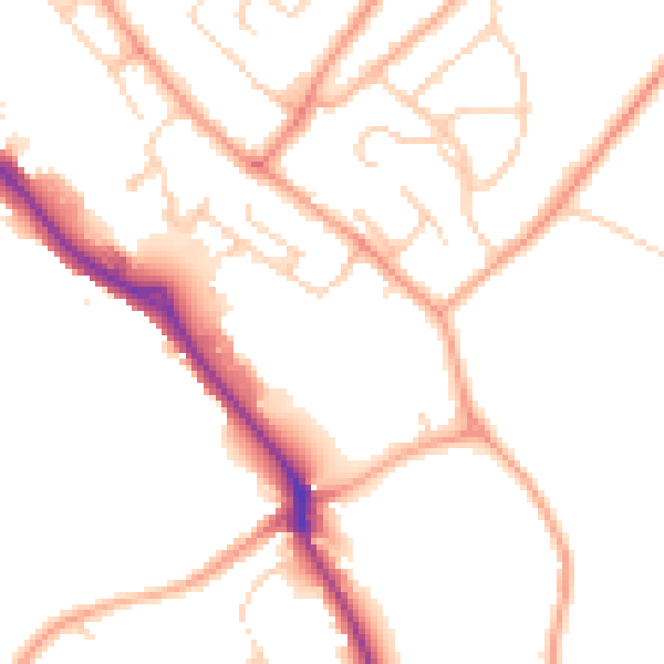 Daytime road noise heatmap for HP3 9DR