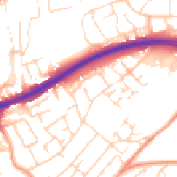 Daytime road noise heatmap for HP3 9EX