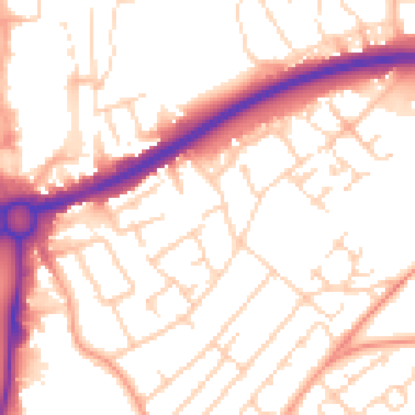 Daytime road noise heatmap for HP3 9EZ