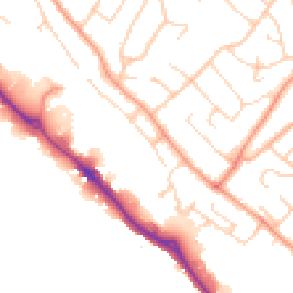 Daytime road noise heatmap for HP3 9FP