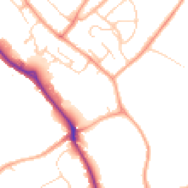 Daytime road noise heatmap for HP3 9FY