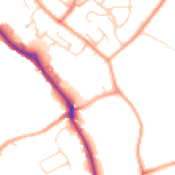 Daytime road noise heatmap for HP3 9GD