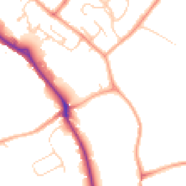 Daytime road noise heatmap for HP3 9GL