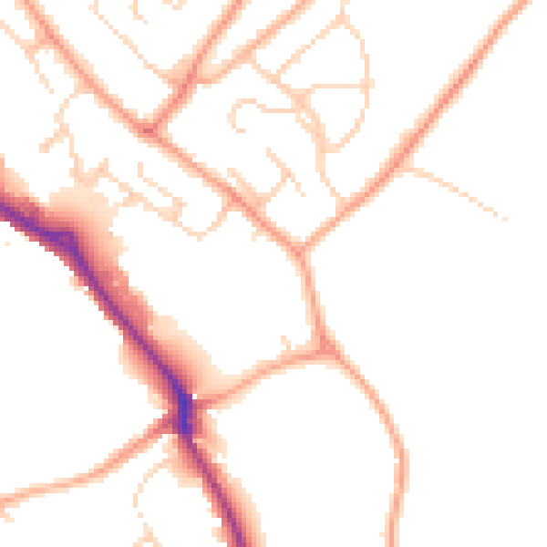 Daytime road noise heatmap for HP3 9GR