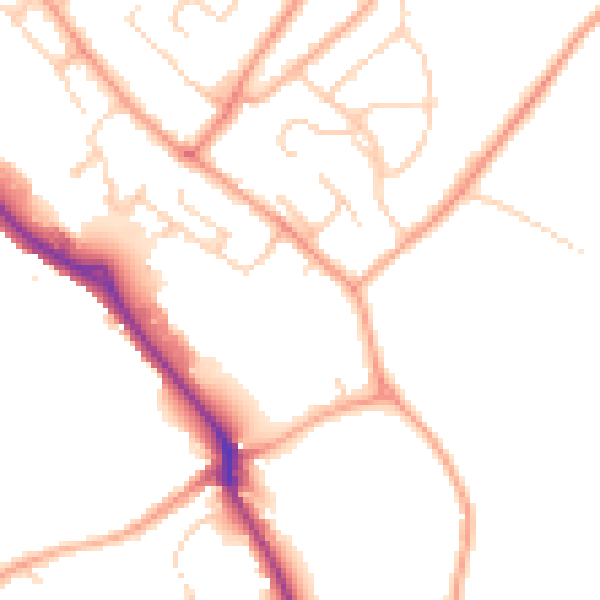 Daytime road noise heatmap for HP3 9GU