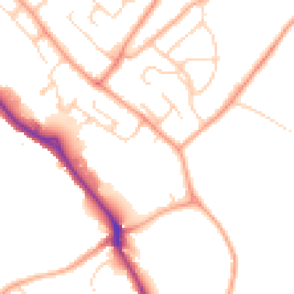 Daytime road noise heatmap for HP3 9GX