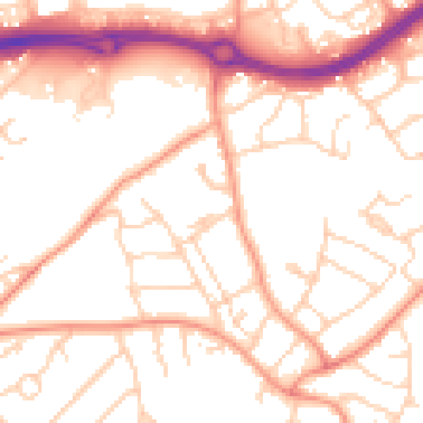 Daytime road noise heatmap for HP3 9JJ