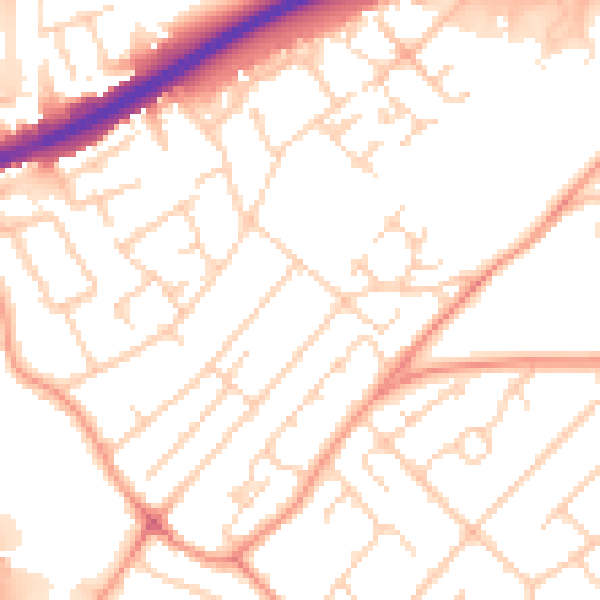 Daytime road noise heatmap for HP3 9JS