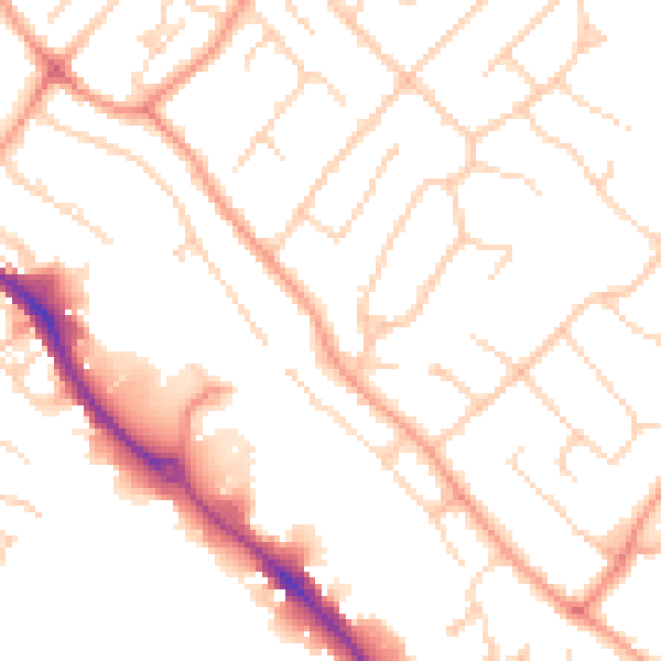Daytime road noise heatmap for HP3 9PP