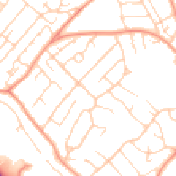 Daytime road noise heatmap for HP3 9QE
