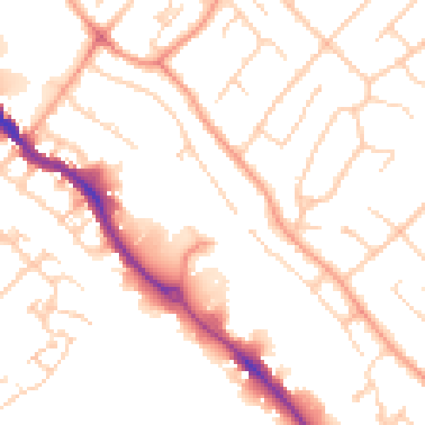 Daytime road noise heatmap for HP3 9RE