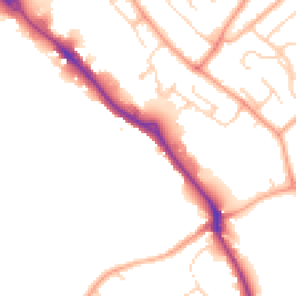Daytime road noise heatmap for HP3 9TA