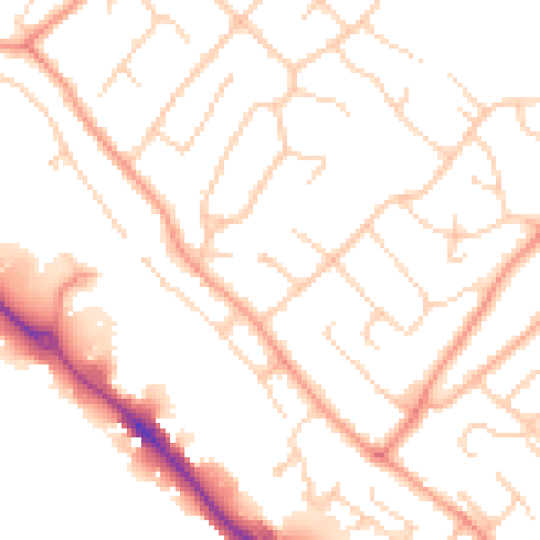 Daytime road noise heatmap for HP3 9TL