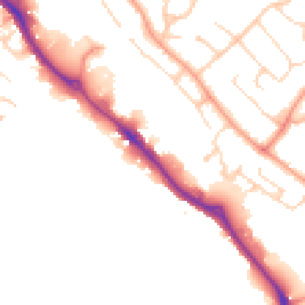Daytime road noise heatmap for HP3 9YP