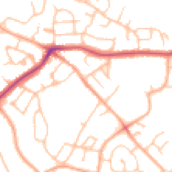 Daytime road noise heatmap for HR1 1RS