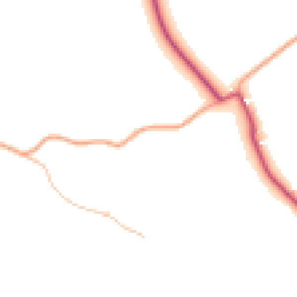 Daytime road noise heatmap for HR2 0AB