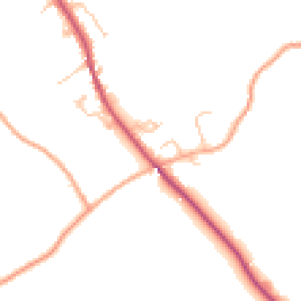 Daytime road noise heatmap for HR2 0BT