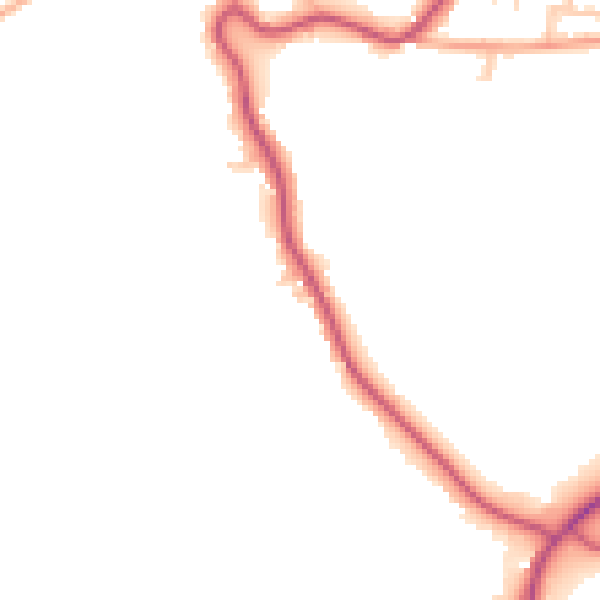 Daytime road noise heatmap for HR2 0DQ