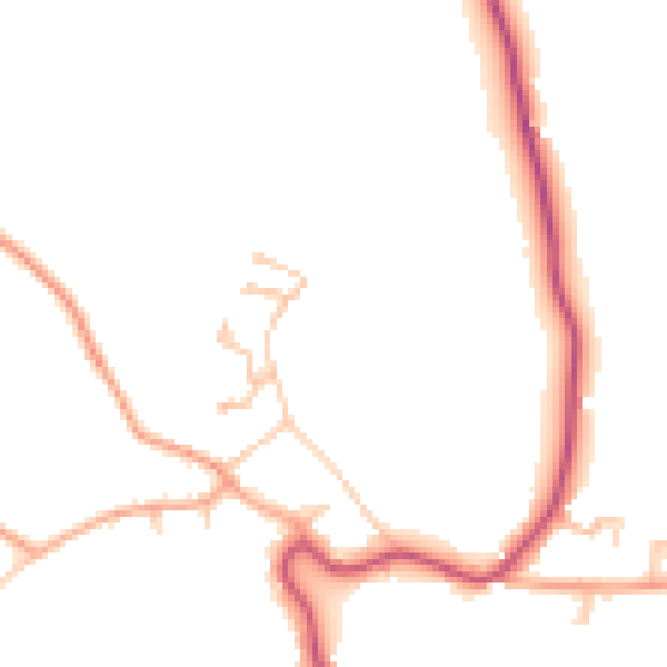 Daytime road noise heatmap for HR2 0EG