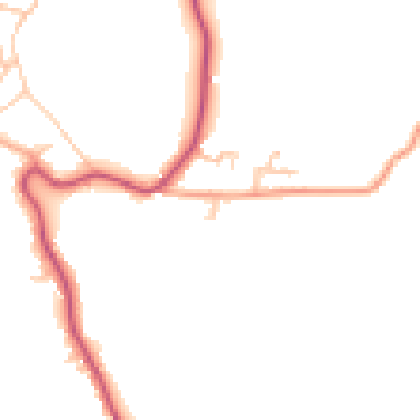 Daytime road noise heatmap for HR2 0HX