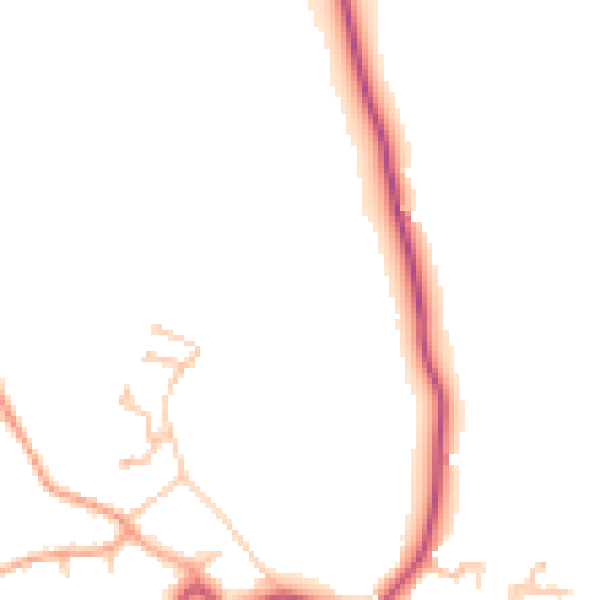 Daytime road noise heatmap for HR2 0JD