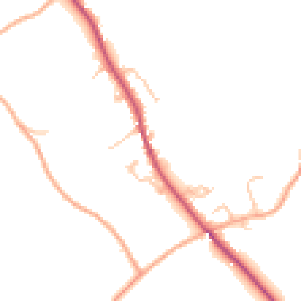 Daytime road noise heatmap for HR2 0RP