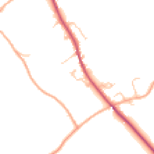 Daytime road noise heatmap for HR2 0RS